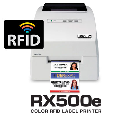Impresora de etiquetas y etiquetas RFID en color RX500e